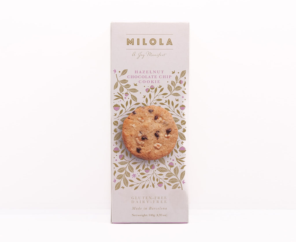 MILOLA GLUTEN FREE HAZEL NUT CHOC CHIP COOKIES 140G -Spanish Online Grocery in Dubai