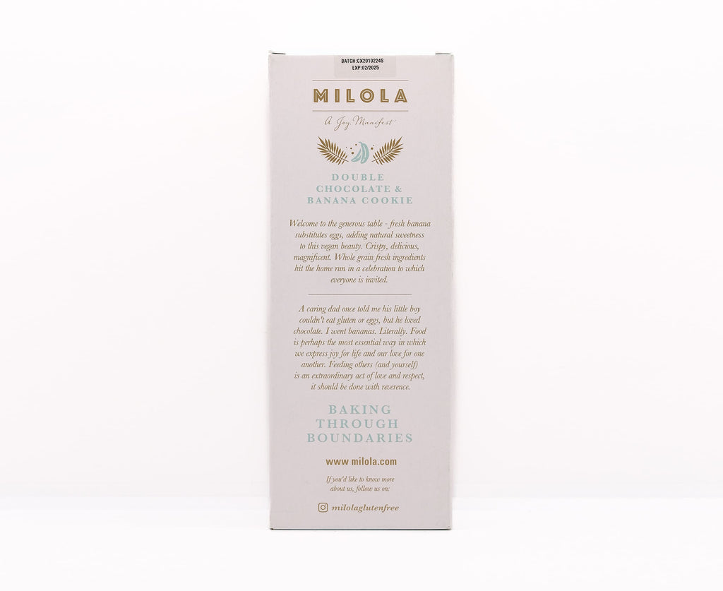 MILOLA GLUTEN FREE DOUBLE CHOC & BANANA COOKIES 140G -Spanish Online Grocery in Dubai