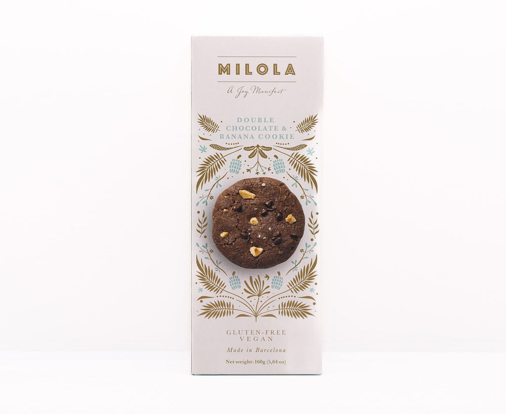 MILOLA GLUTEN FREE DOUBLE CHOC & BANANA COOKIES 140G -Spanish Online Grocery in Dubai