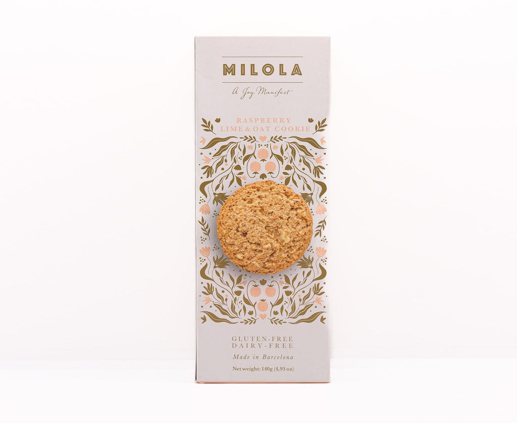 MILOLA GLUTEN FREE RASPBERRY,  LIME & OAT COOKIES140G -Spanish Online Grocery in Dubai
